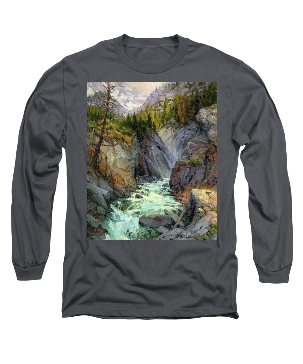 River Long Sleeve T-Shirt featuring the painting Hurricane River by Steve Henderson