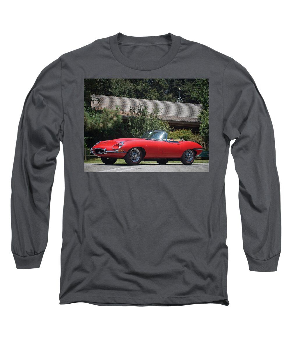 Jaguar E-type Long Sleeve T-Shirt featuring the digital art Jaguar E-Type #1 by Super Lovely