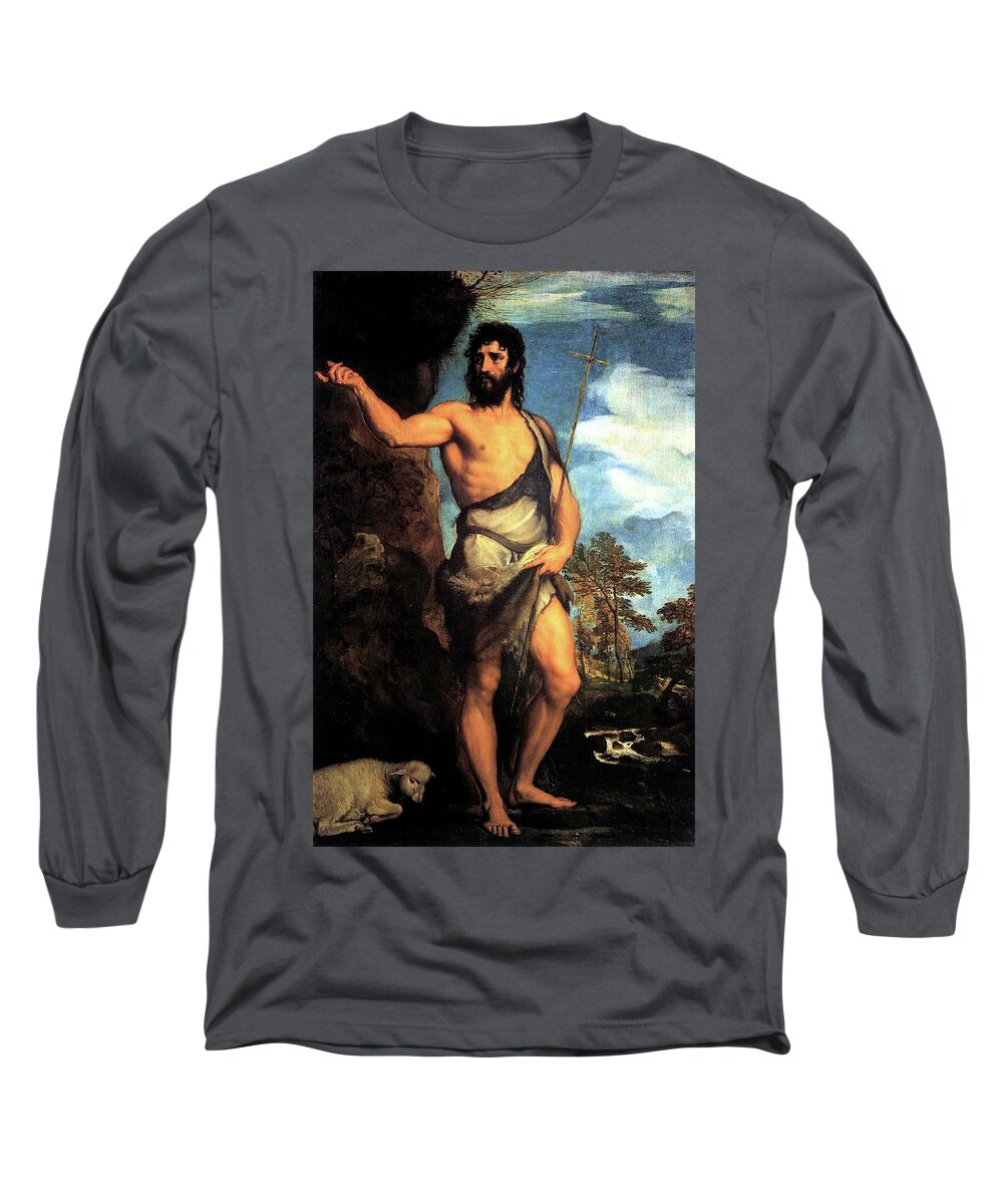 Venice Long Sleeve T-Shirt featuring the painting John The Baptist by Troy Caperton