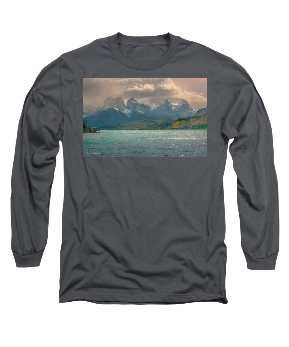 Mountains Long Sleeve T-Shirt featuring the photograph Los Cuernos #1 by Andrew Matwijec