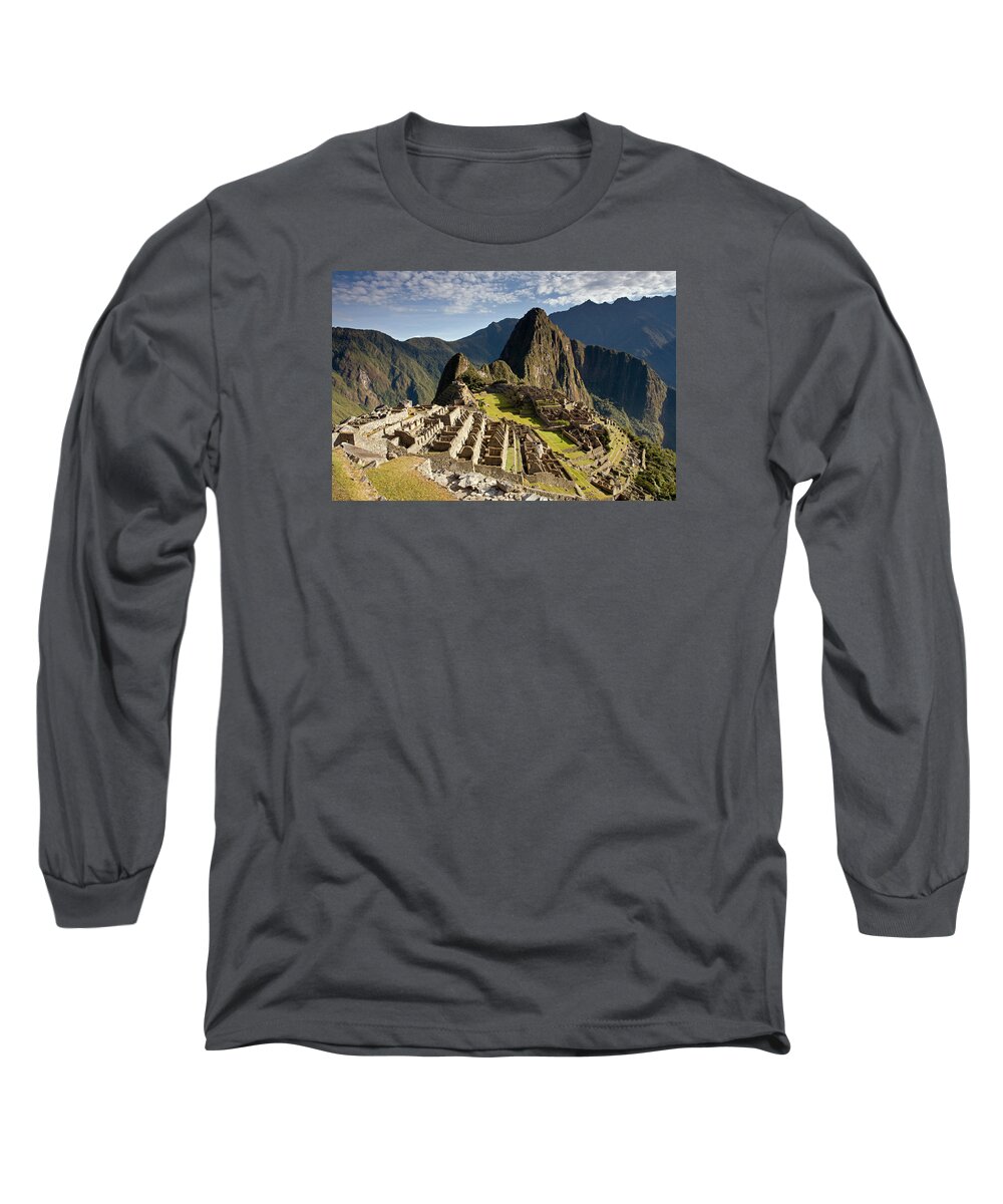 Machu Picchu Long Sleeve T-Shirt featuring the photograph Machu Picchu Inca Ruins #2 by Aivar Mikko