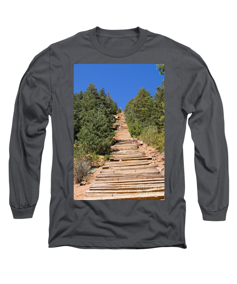 Pikes Peak Long Sleeve T-Shirt featuring the photograph Manitou Springs Pikes Peak Incline #1 by Steven Krull