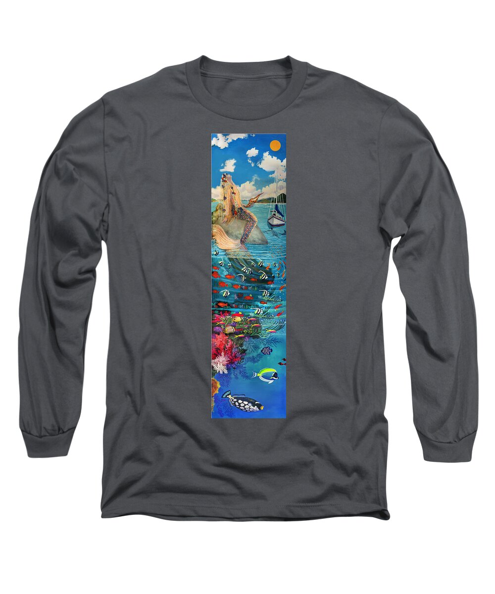  Long Sleeve T-Shirt featuring the painting Mermaid in Paradise #1 by Bonnie Siracusa