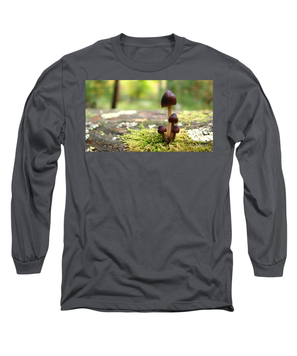 Macro Long Sleeve T-Shirt featuring the photograph Mushroom Cluster #1 by Todd Blanchard