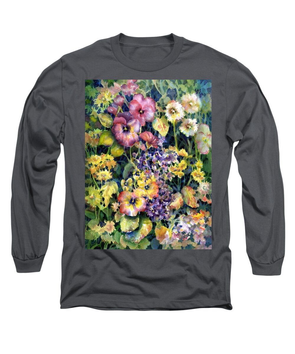 Dandelions Long Sleeve T-Shirt featuring the painting My Garden #1 by Ann Nicholson