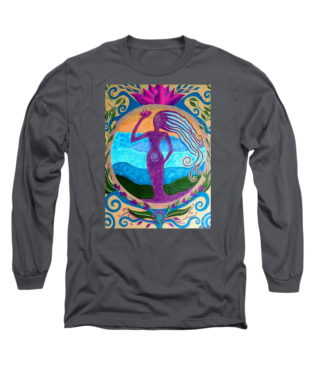 Goddess Art Long Sleeve T-Shirt featuring the painting She Heals by Jean Fry