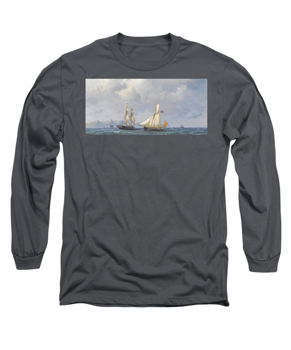 Carl Olson (1864-1940) Shipping In Norwegian Waters Long Sleeve T-Shirt featuring the painting Shipping in Norwegian waters #1 by MotionAge Designs