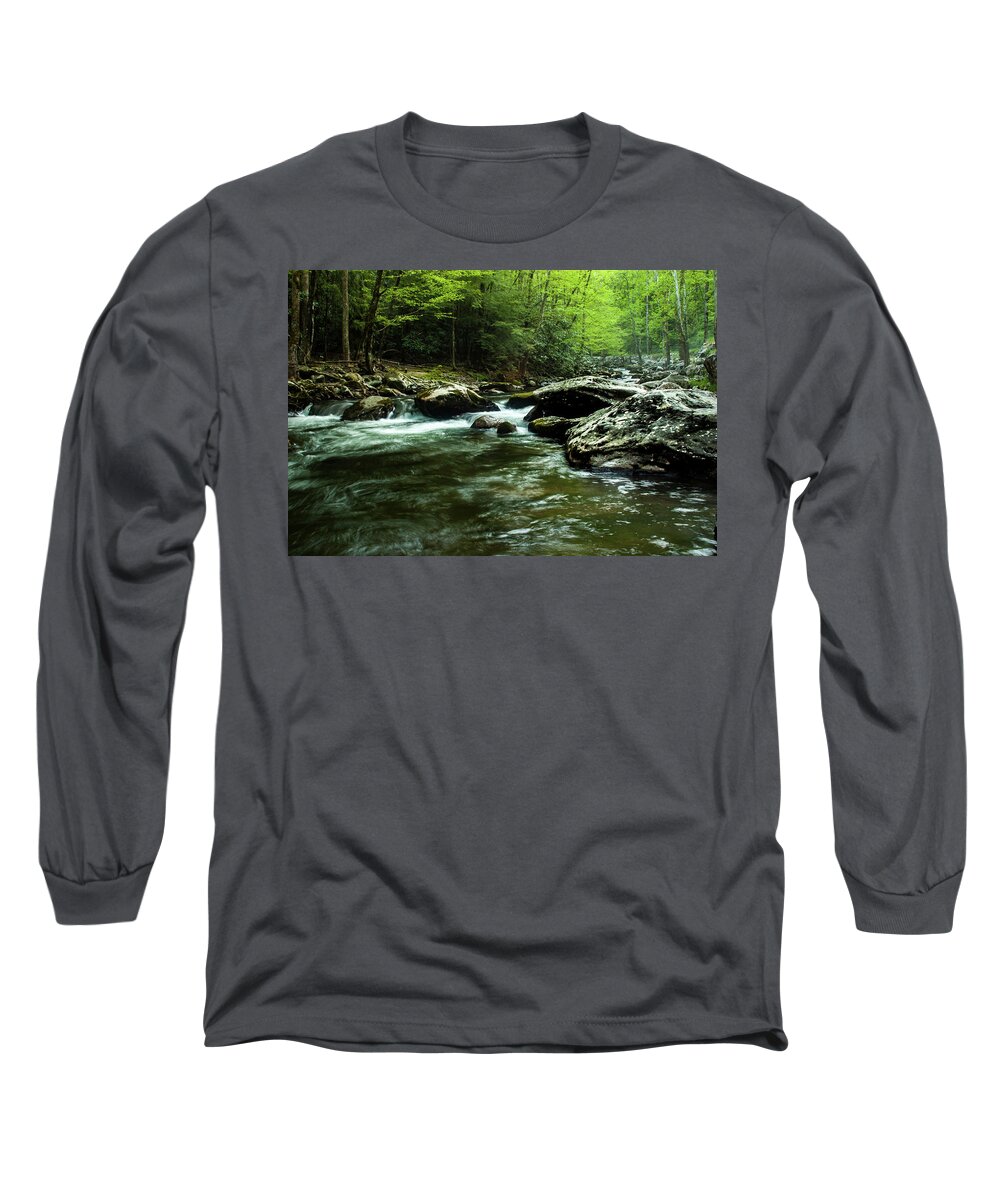 Great Smoky Mountains National Park Long Sleeve T-Shirt featuring the photograph Smoky Mountain River #1 by Jay Stockhaus