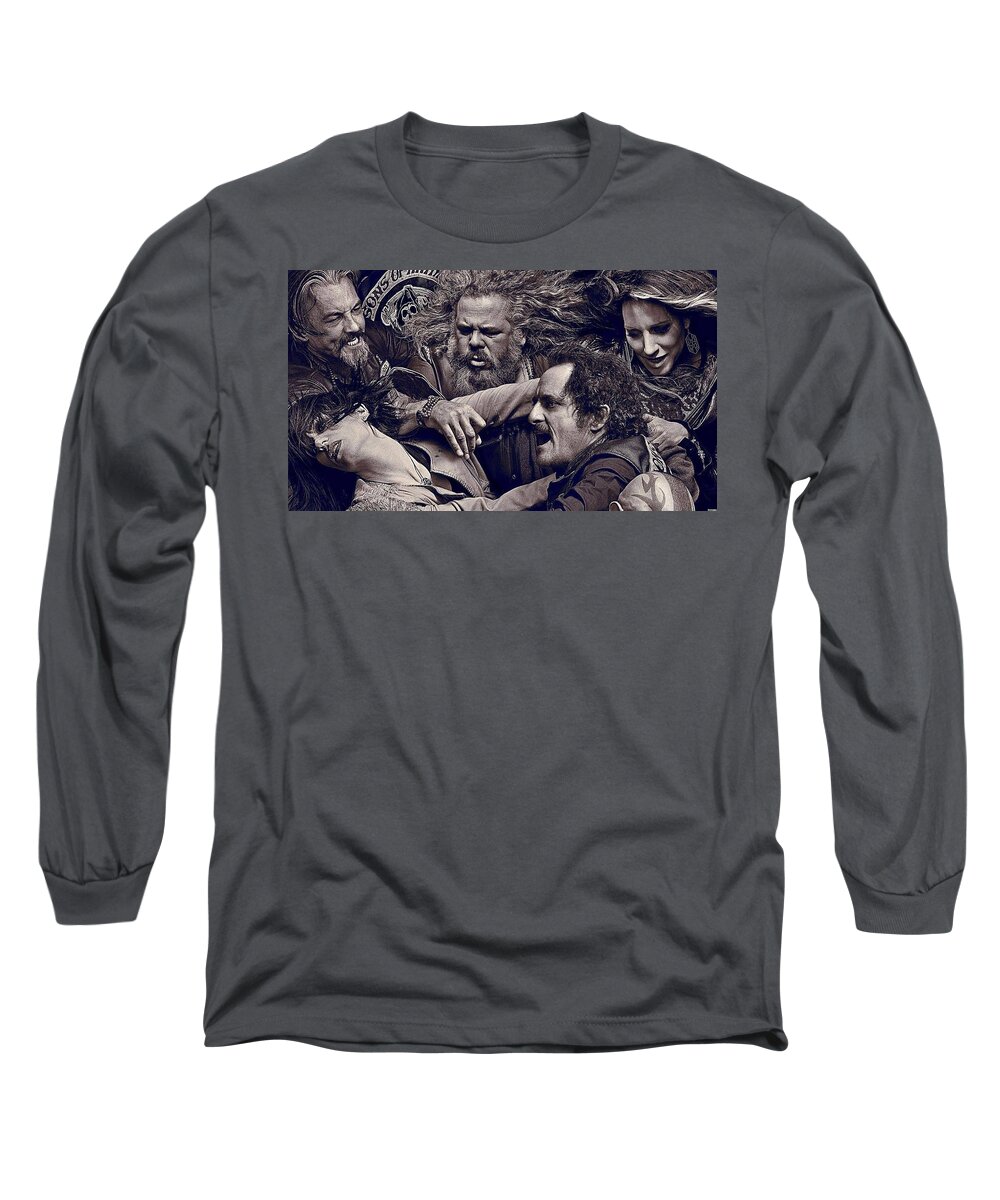 Sons Of Anarchy Long Sleeve T-Shirt featuring the digital art Sons Of Anarchy #1 by Super Lovely