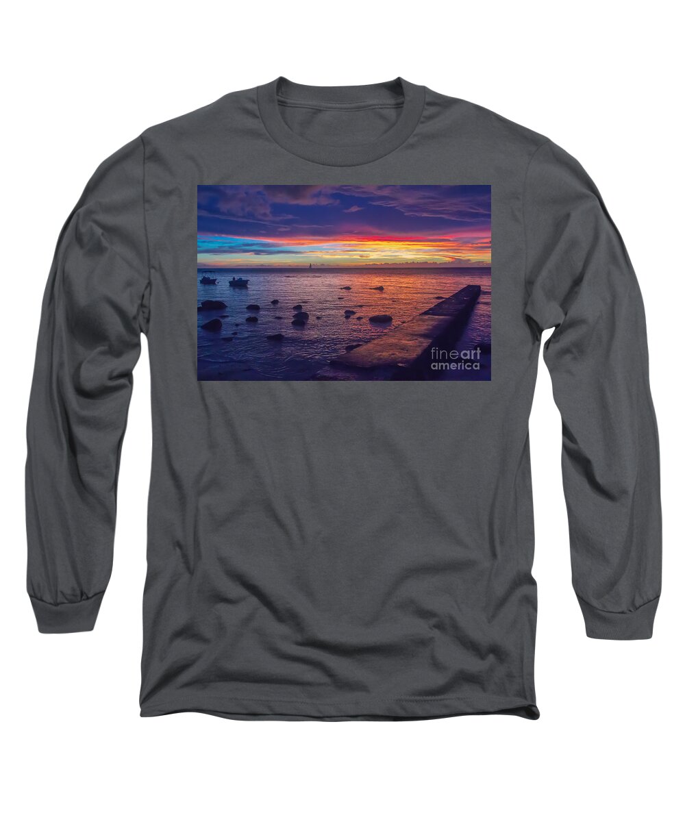 Sunset Long Sleeve T-Shirt featuring the photograph Sunset at Mauritius by Amanda Mohler