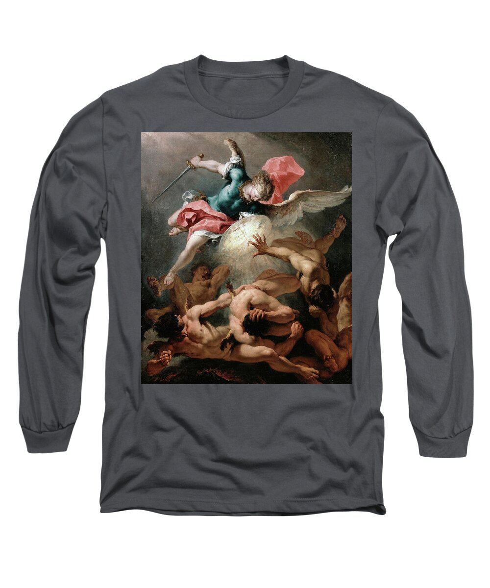 Sebastiano Ricci Long Sleeve T-Shirt featuring the painting The Fall Of The Rebel Angels by Troy Caperton