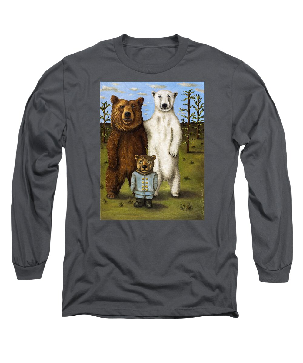 Polar Bear Long Sleeve T-Shirt featuring the painting The Pretender 3 by Leah Saulnier The Painting Maniac