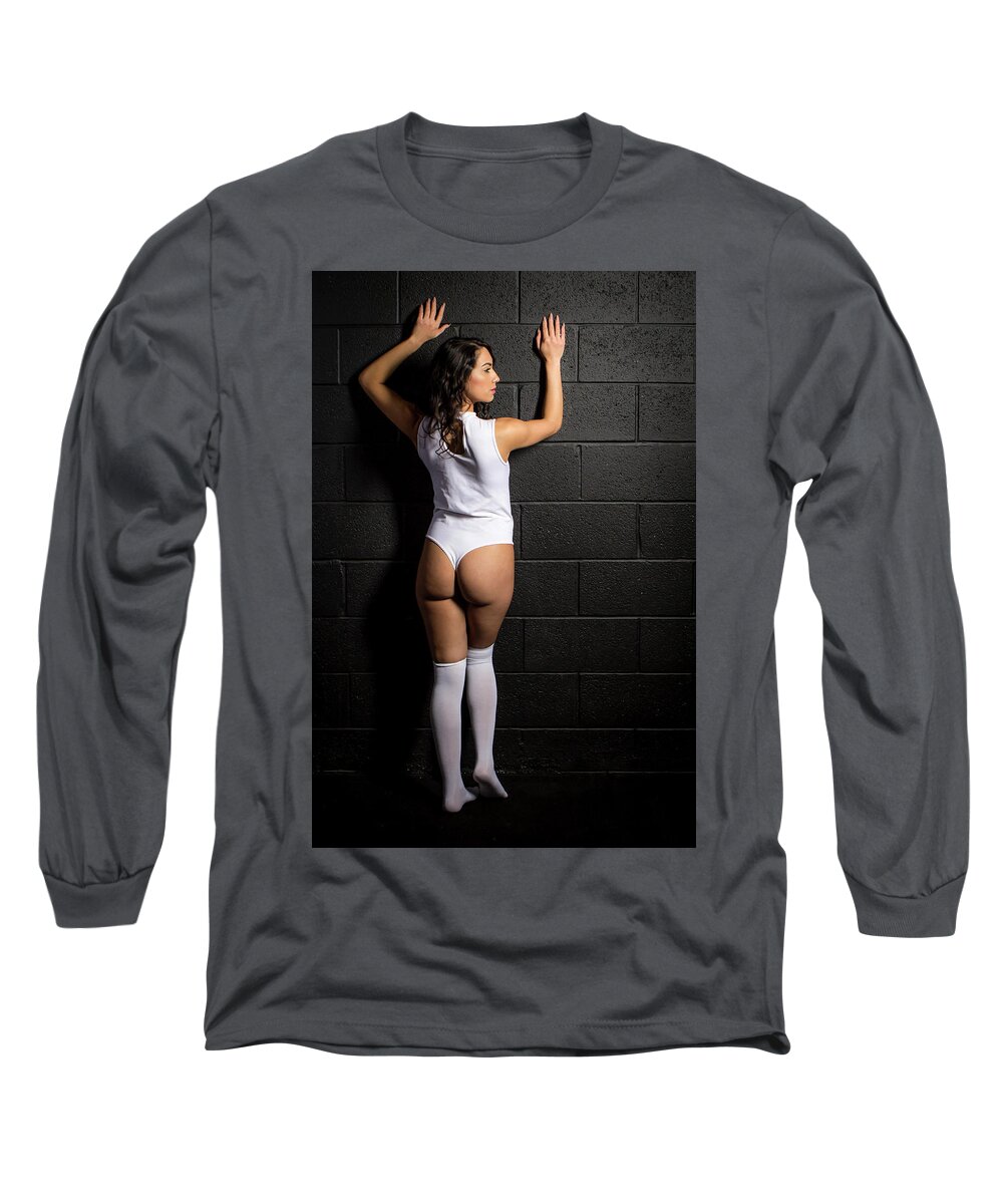 Implied Nude Long Sleeve T-Shirt featuring the photograph Val #1 by La Bella Vita Boudoir
