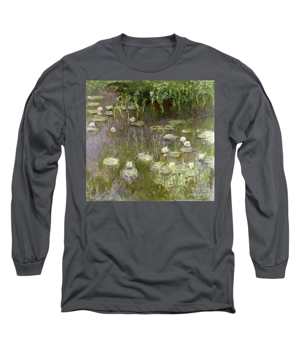 Waterlilies Long Sleeve T-Shirt featuring the painting Waterlilies at Midday by Claude Monet