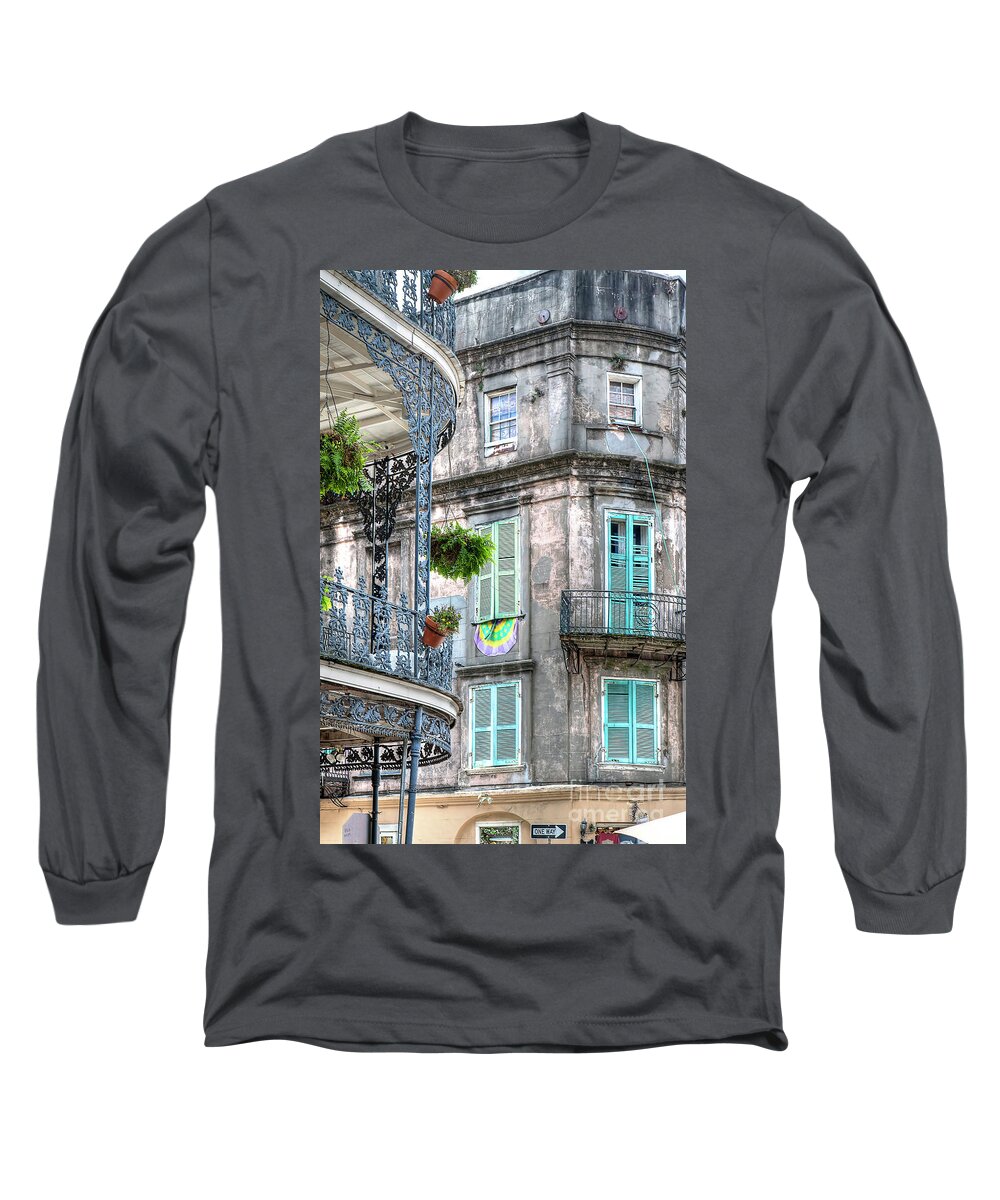 French Long Sleeve T-Shirt featuring the photograph 1358 French Quarter Balconies by Steve Sturgill