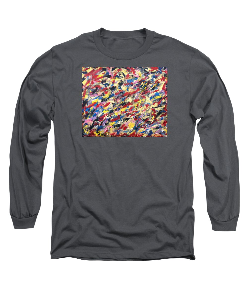  Long Sleeve T-Shirt featuring the painting 14k GOLD ABSTRACT PAINTING 48x60 Print by Robert R Splashy Art Abstract Paintings