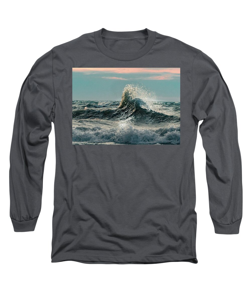 Lake Erie Long Sleeve T-Shirt featuring the photograph Lake Erie Waves #15 by Dave Niedbala