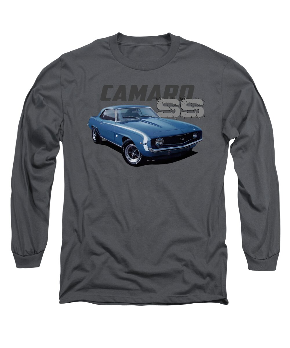 1969 Long Sleeve T-Shirt featuring the digital art 1969 Custom Camaro SS by Paul Kuras