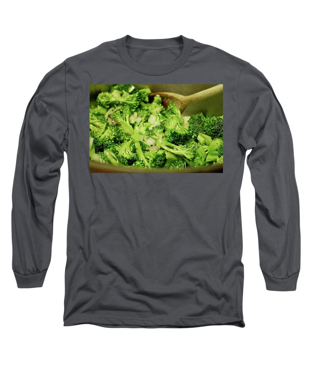 Broccoli Long Sleeve T-Shirt featuring the digital art Broccoli #2 by Super Lovely