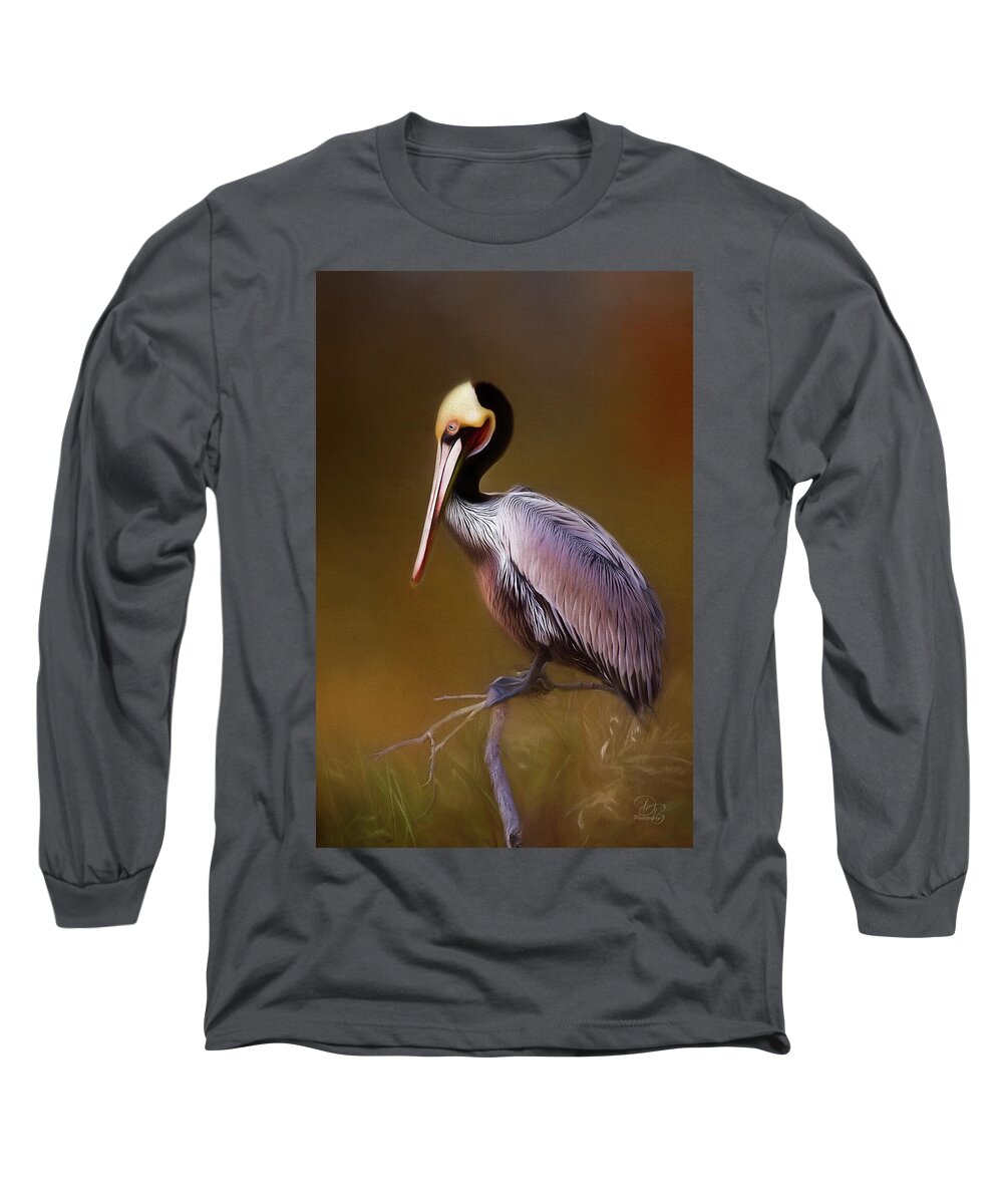 rown Pelican Long Sleeve T-Shirt featuring the photograph Brown Pelican by Debra Boucher