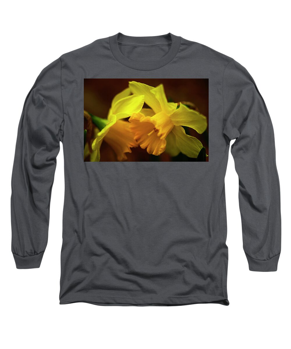2 Daffodils Prints Long Sleeve T-Shirt featuring the photograph 2 Daffodils by John Harding