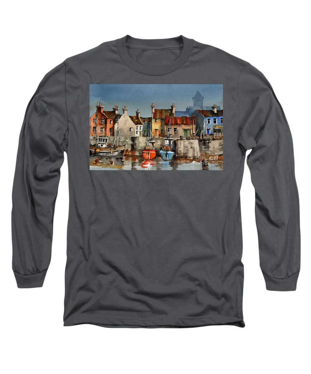Wild Atlantic Way Long Sleeve T-Shirt featuring the painting Dingle Harbour, Kerry #3 by Val Byrne
