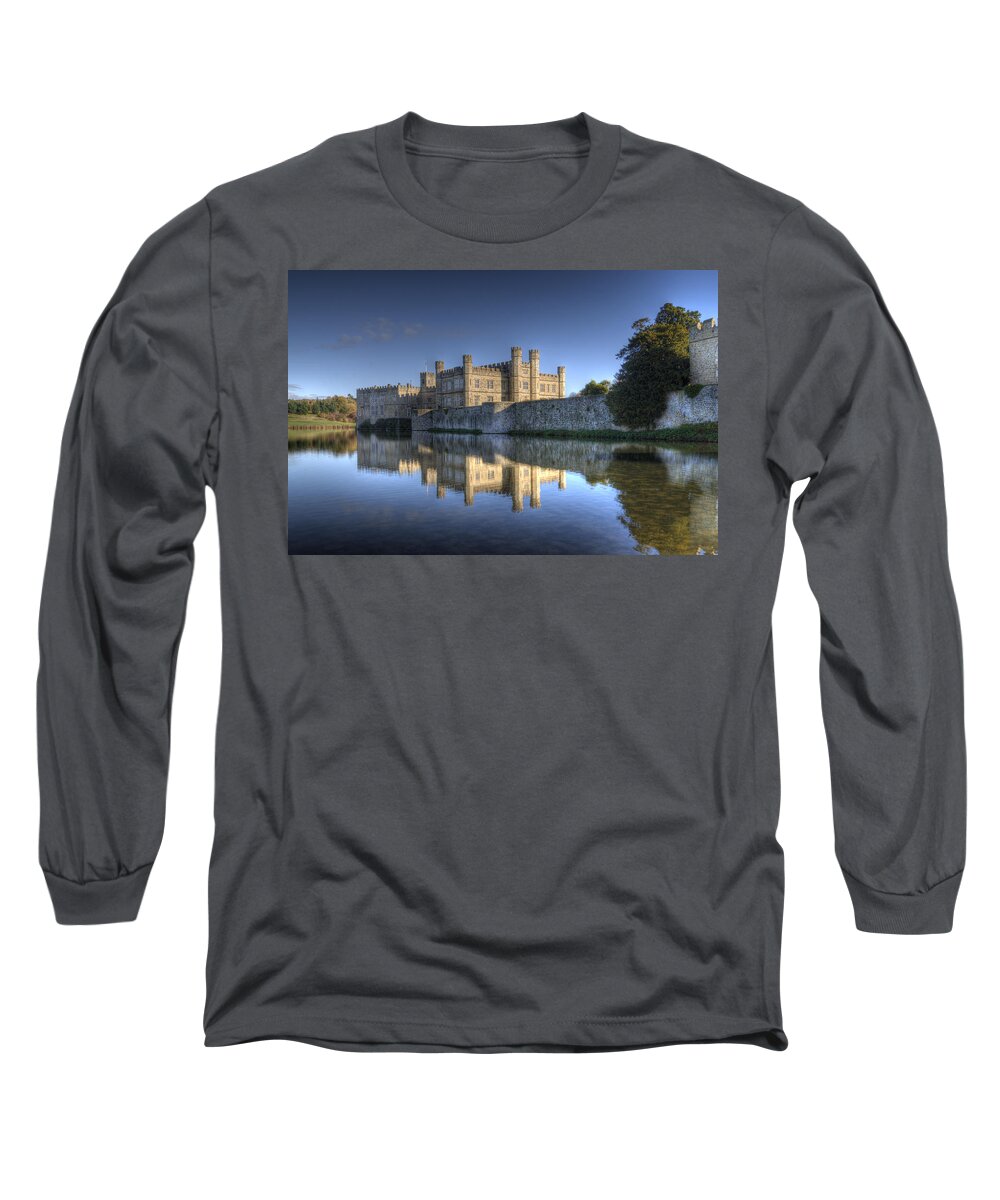 Leeds Castle Long Sleeve T-Shirt featuring the photograph Leeds Castle Reflections #1 by Chris Thaxter