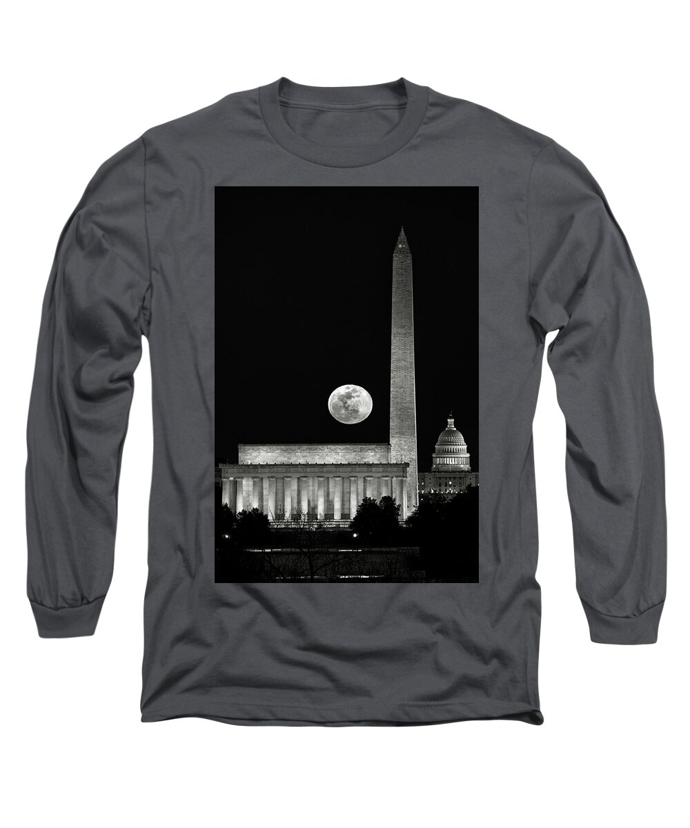 Moon Long Sleeve T-Shirt featuring the photograph Monumental Moon #2 by Robert Fawcett