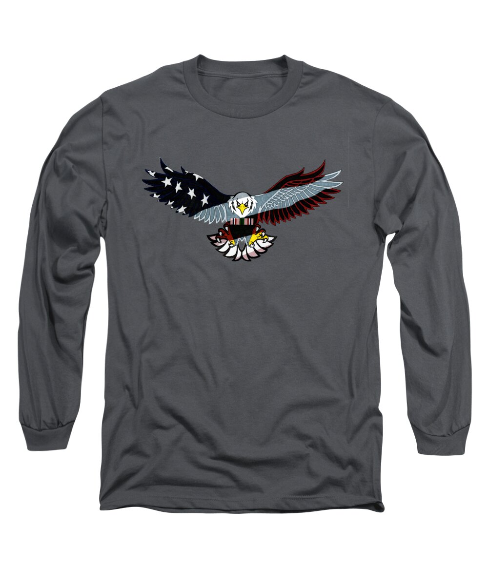 Eagle Long Sleeve T-Shirt featuring the drawing 25th Anniversary Desert Storm by Bill Richards