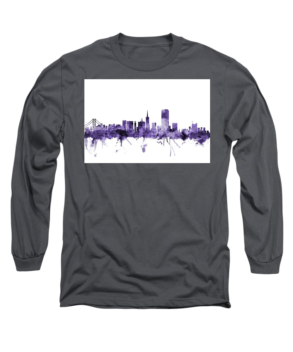 San Francisco Long Sleeve T-Shirt featuring the digital art San Francisco City Skyline #26 by Michael Tompsett