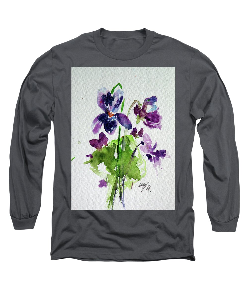 Violet Long Sleeve T-Shirt featuring the painting Violet #3 by Kovacs Anna Brigitta