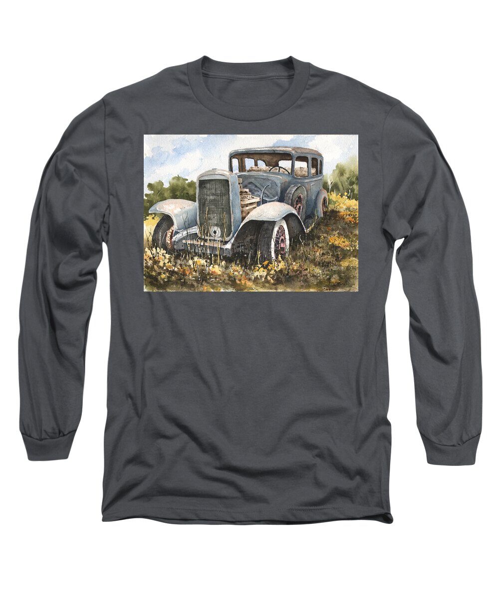 Automobile Long Sleeve T-Shirt featuring the painting 32 Buick by Sam Sidders