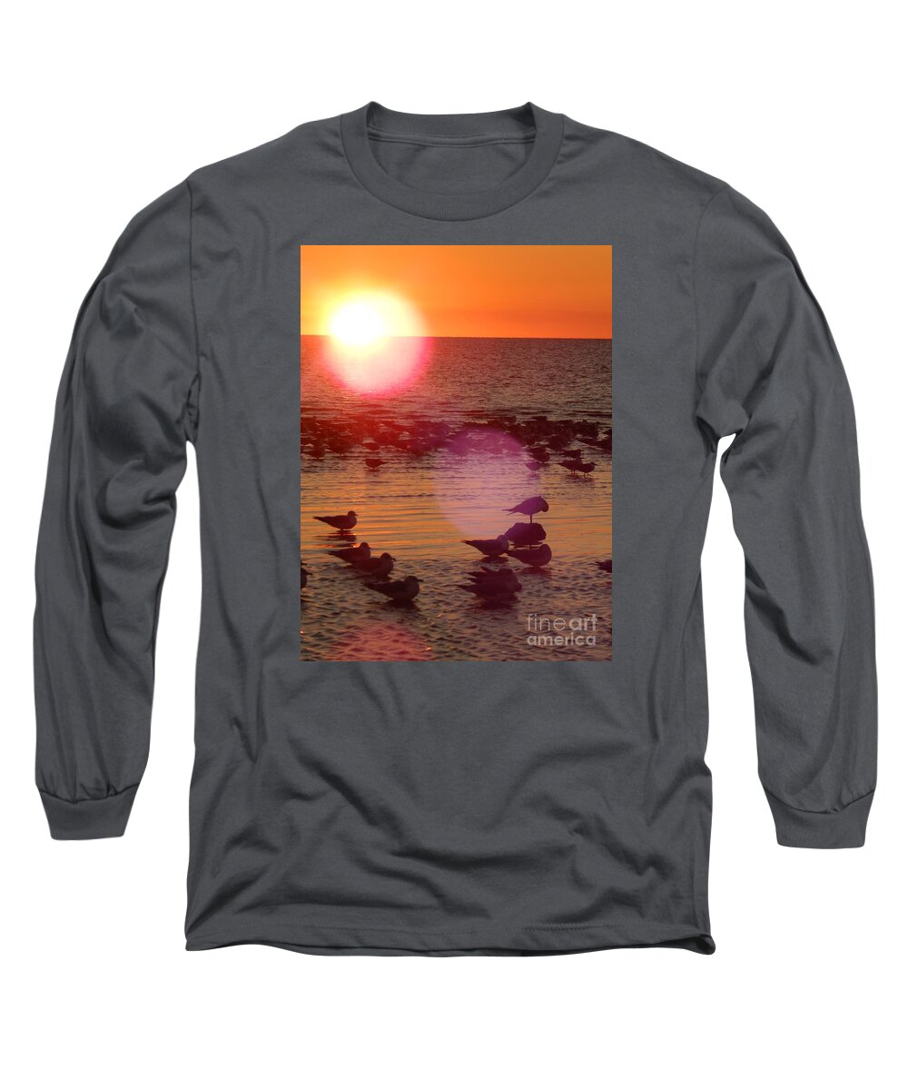 Orange Sky Long Sleeve T-Shirt featuring the photograph 3422 by Priscilla Batzell Expressionist Art Studio Gallery