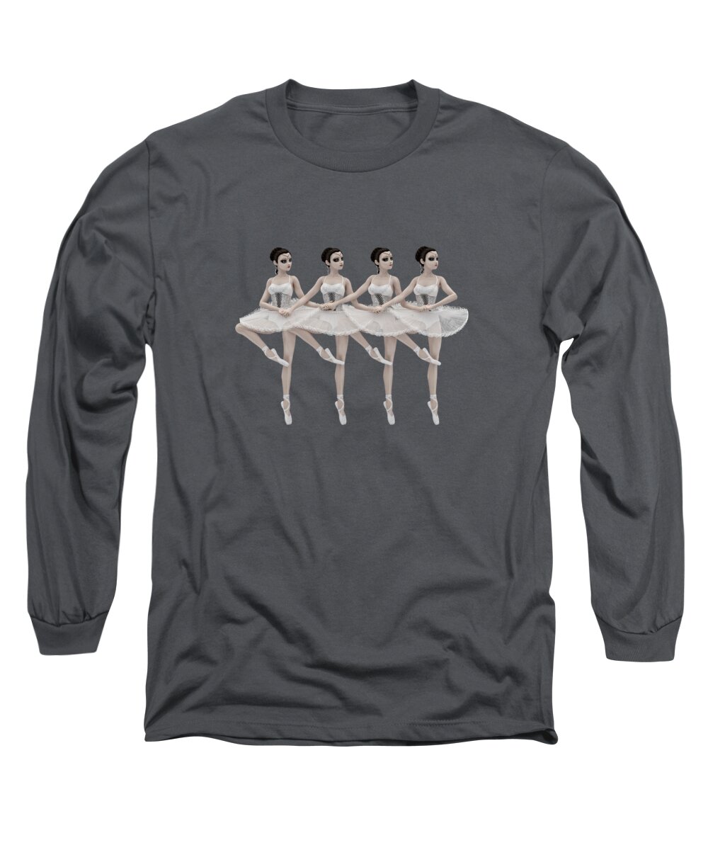 4 Little Swans Long Sleeve T-Shirt featuring the digital art 4 Little Swans by Two Hivelys