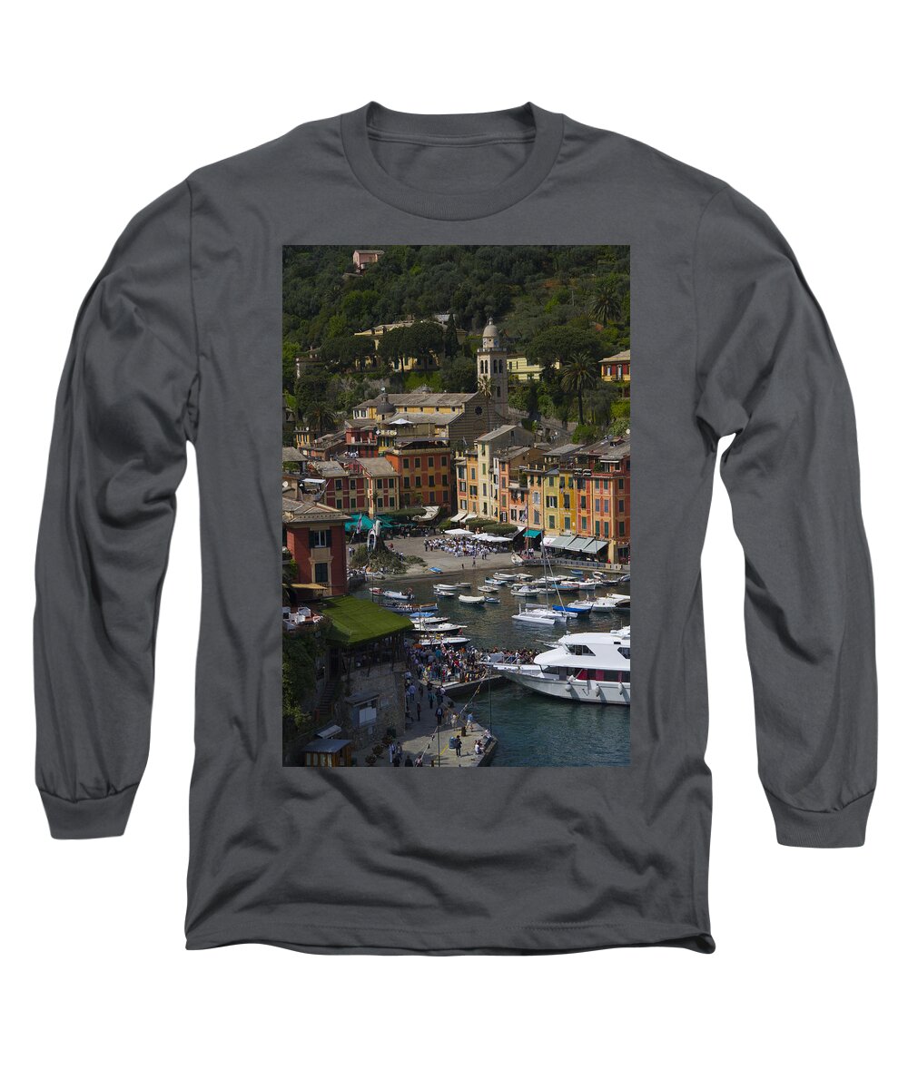 Portofino Long Sleeve T-Shirt featuring the photograph Portofino in the Italian Riviera in Liguria Italy #4 by David Smith