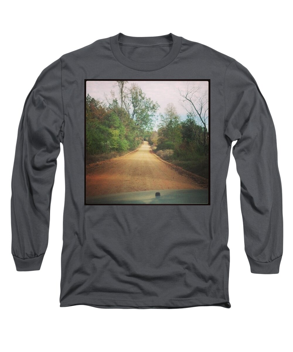 Gravel Long Sleeve T-Shirt featuring the photograph Gravel path by Haley Marie Theoboldt