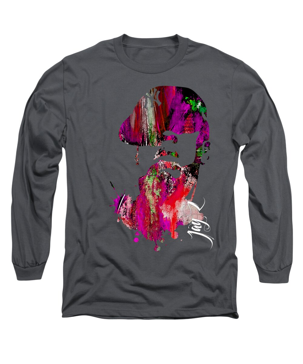 Jay Z Art Long Sleeve T-Shirt featuring the mixed media Jay Z Collection #41 by Marvin Blaine