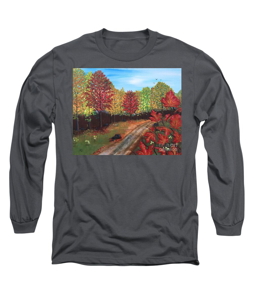 Country Long Sleeve T-Shirt featuring the painting 4655 Line 10 N by Monika Shepherdson