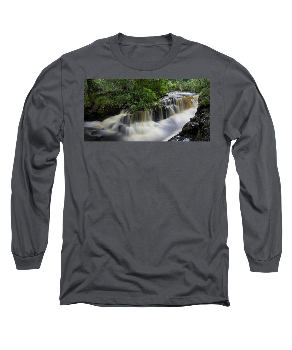 Waterfall Long Sleeve T-Shirt featuring the photograph Clare Glens #7 by Mark Callanan
