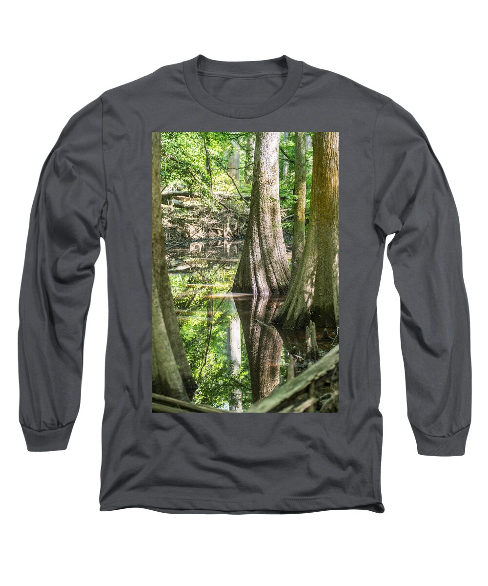 Carolina Long Sleeve T-Shirt featuring the photograph cypress forest and swamp of Congaree National Park in South Caro #5 by Alex Grichenko