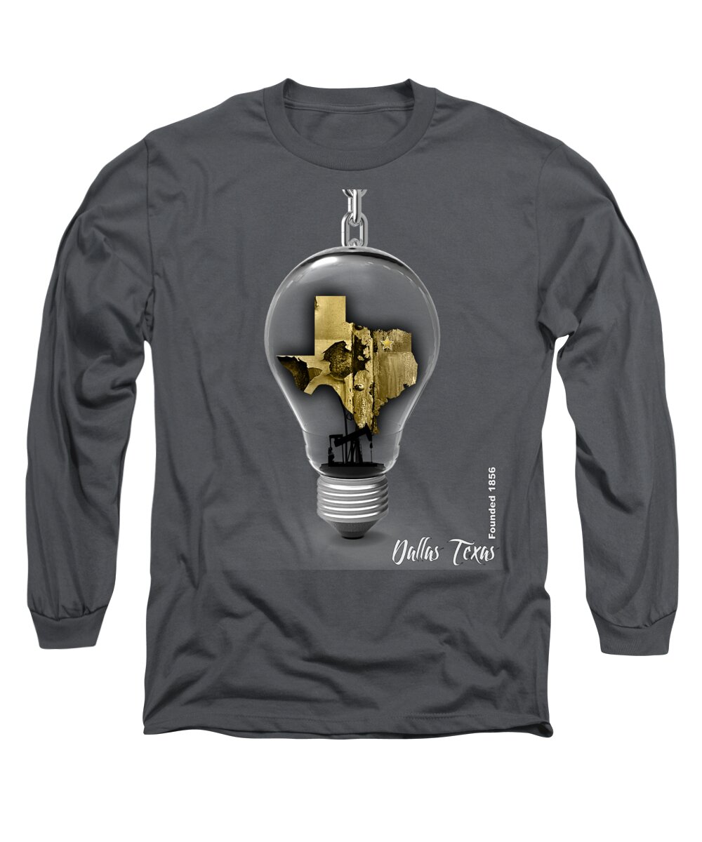 Dallas Long Sleeve T-Shirt featuring the mixed media Dallas Texas Map Collection #5 by Marvin Blaine