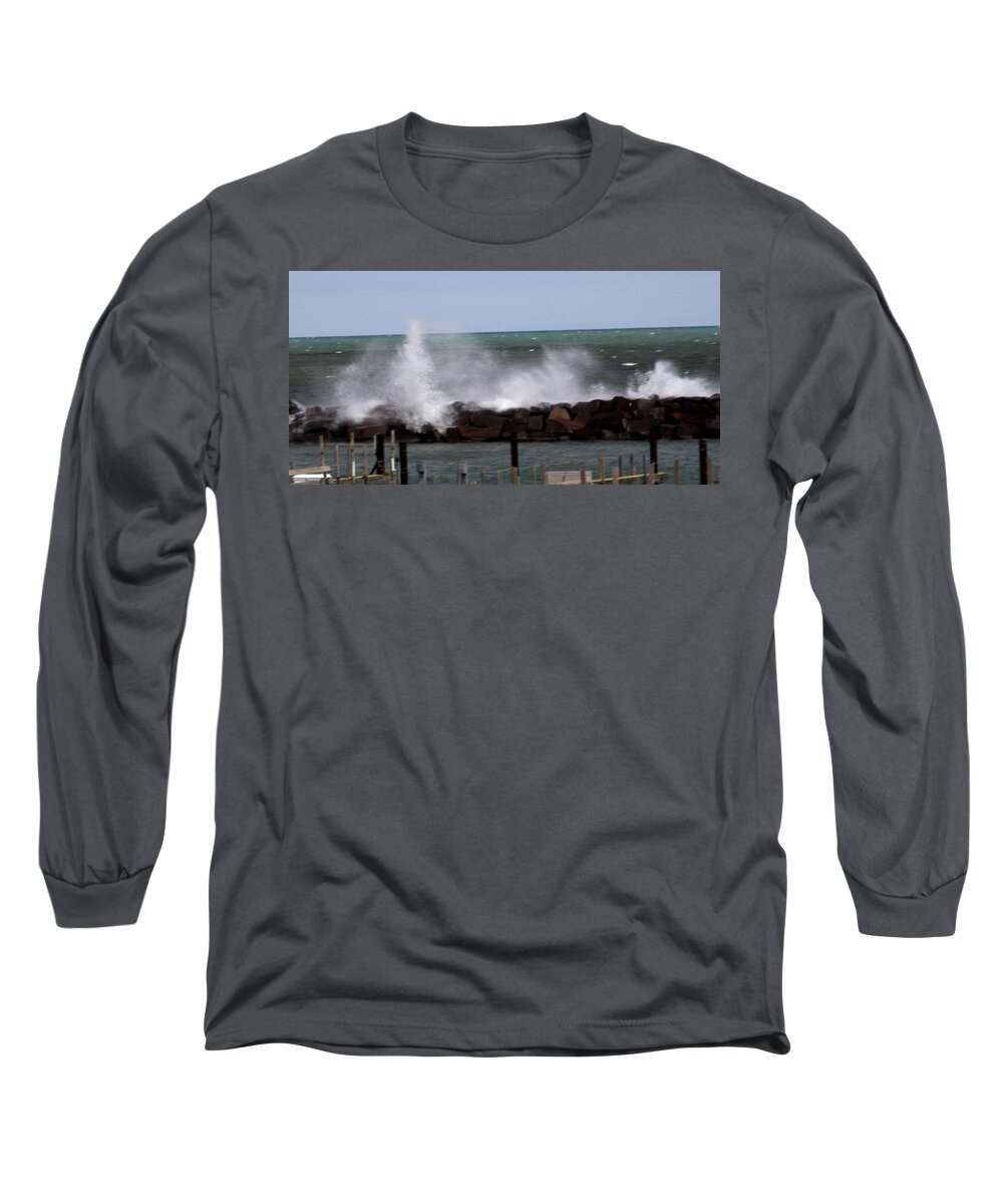 Landscape Long Sleeve T-Shirt featuring the photograph Breakwall #9 by Jean Wolfrum