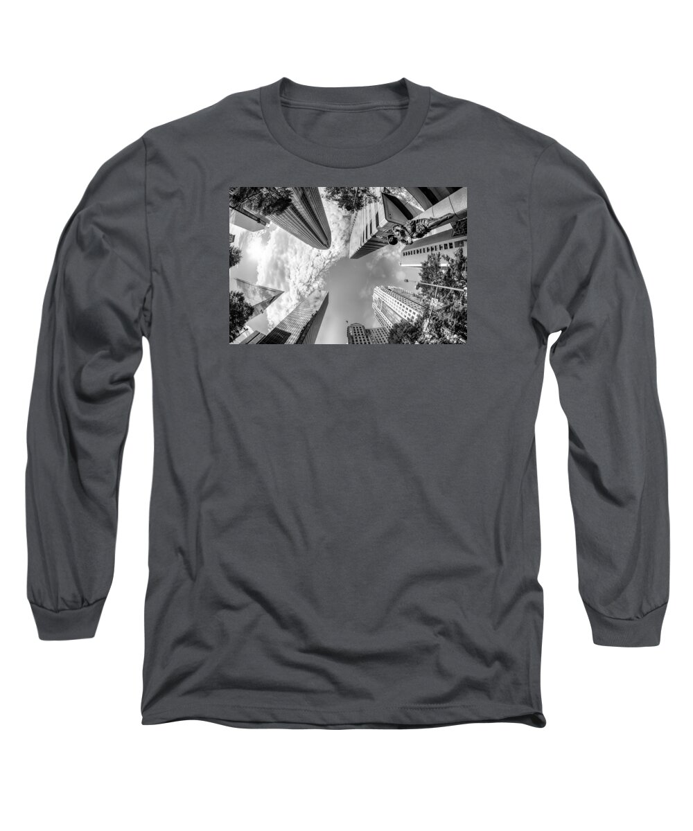 Abstract Long Sleeve T-Shirt featuring the photograph Financial skyscraper buildings in Charlotte North Carolina USA #9 by Alex Grichenko