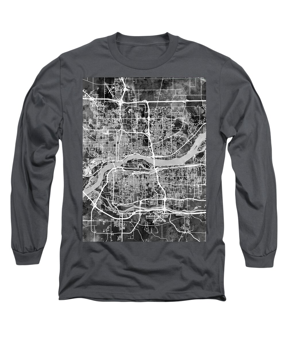 Street Map Long Sleeve T-Shirt featuring the digital art Quad Cities Street Map #9 by Michael Tompsett