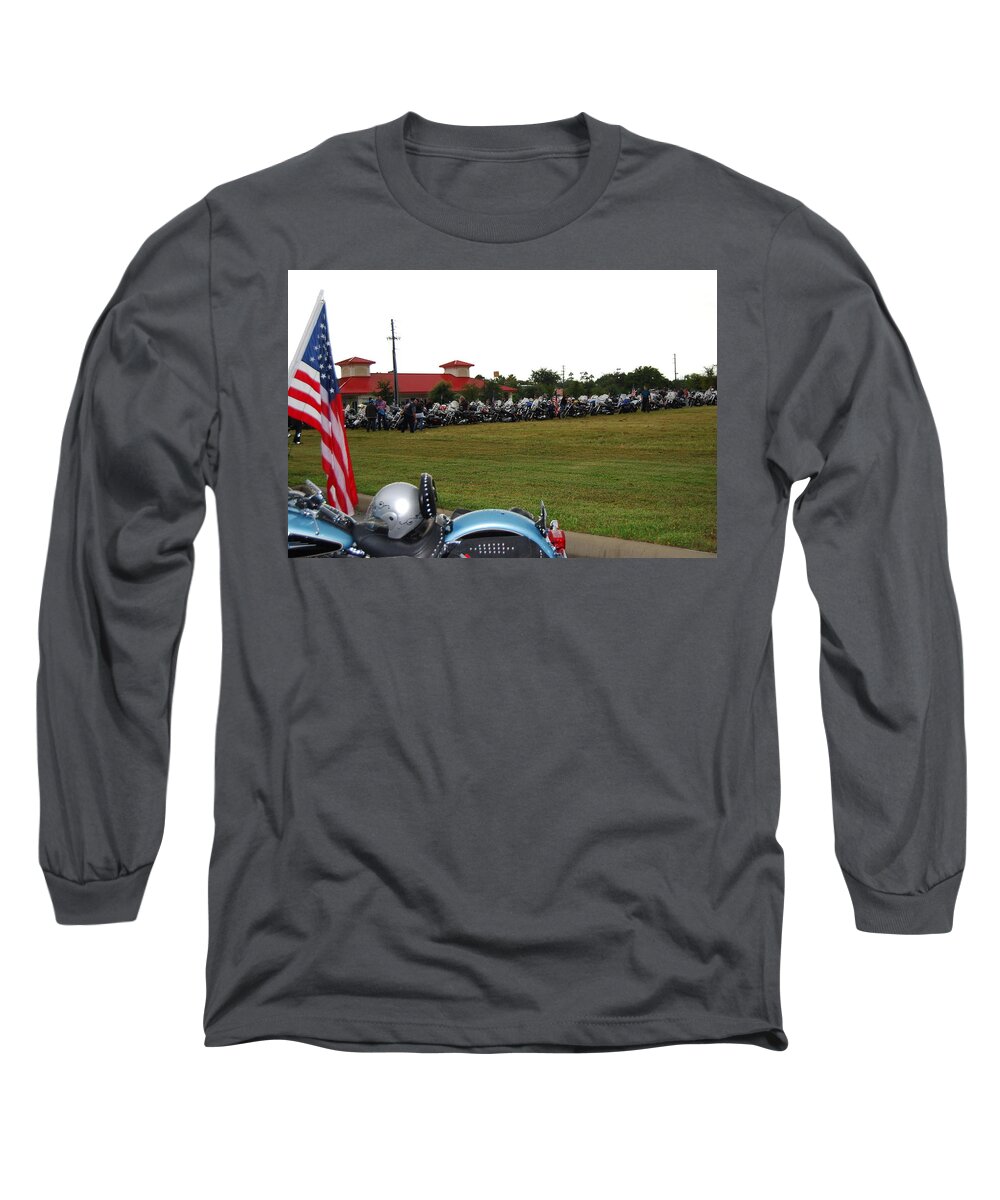 Motorcycle Long Sleeve T-Shirt featuring the photograph 911 Ride Line Up by Angela Murray
