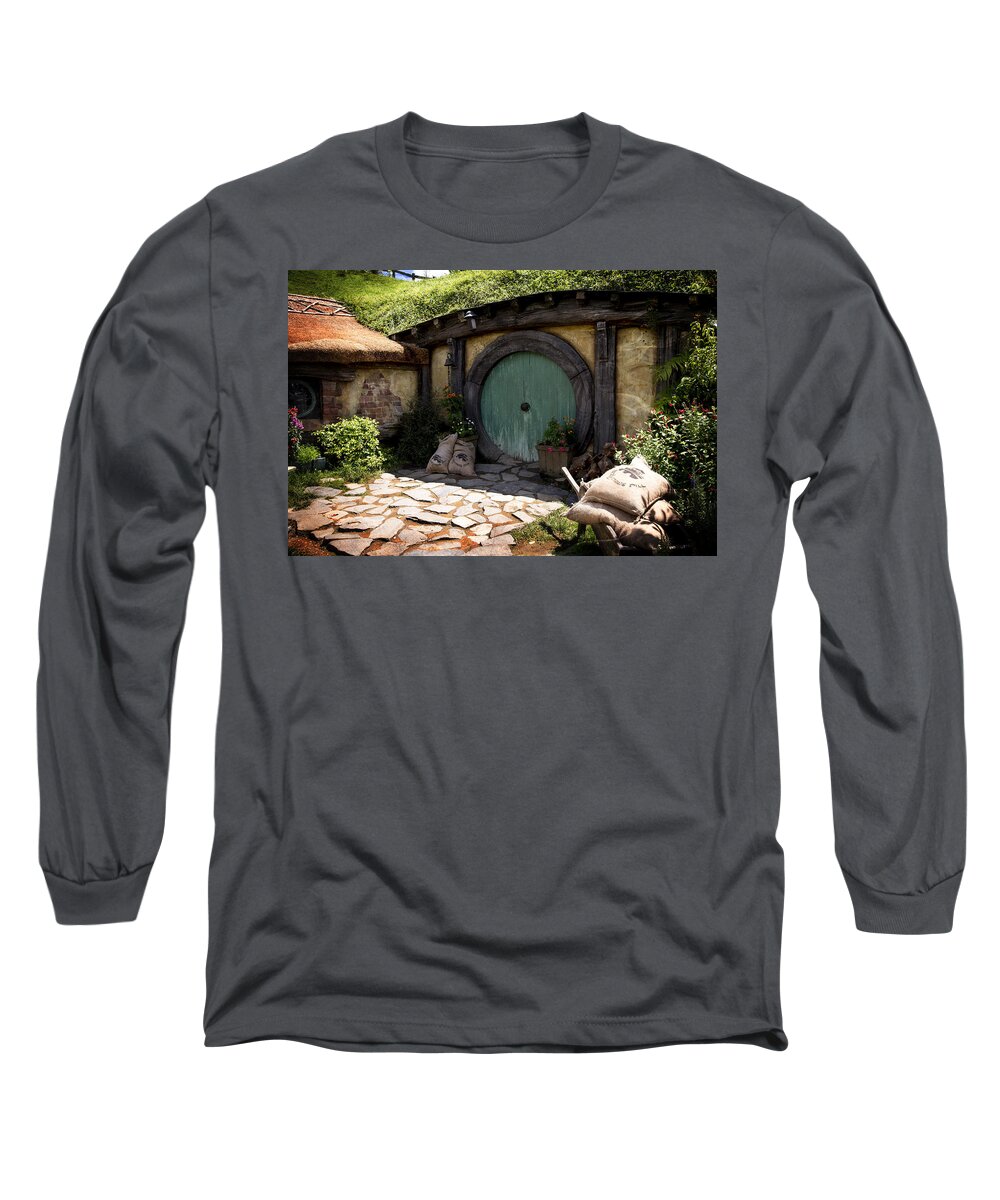 The Shire Long Sleeve T-Shirt featuring the photograph A Colorful Hobbit Home by Kathryn McBride