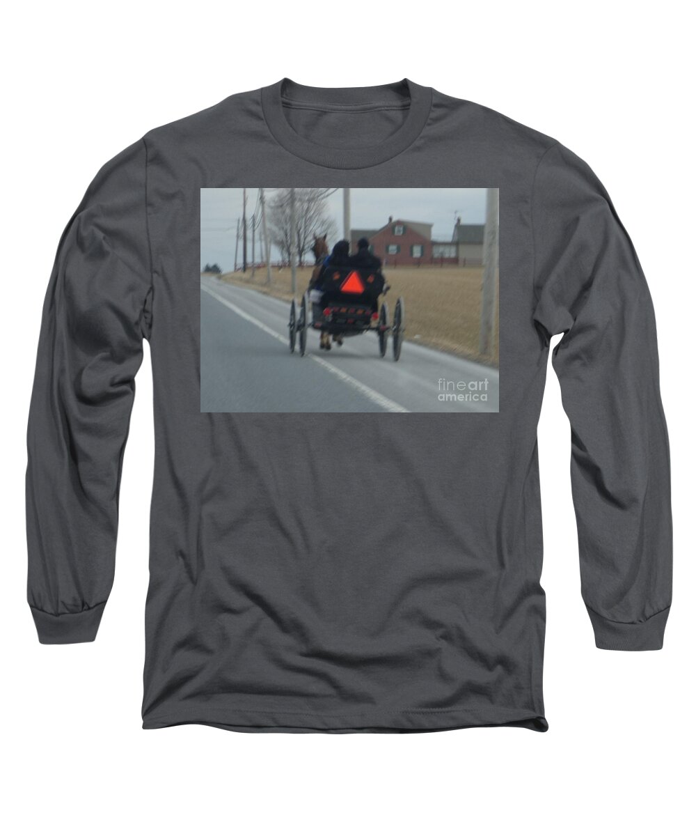 Amish Long Sleeve T-Shirt featuring the photograph A Cozy Sunday Ride by Christine Clark