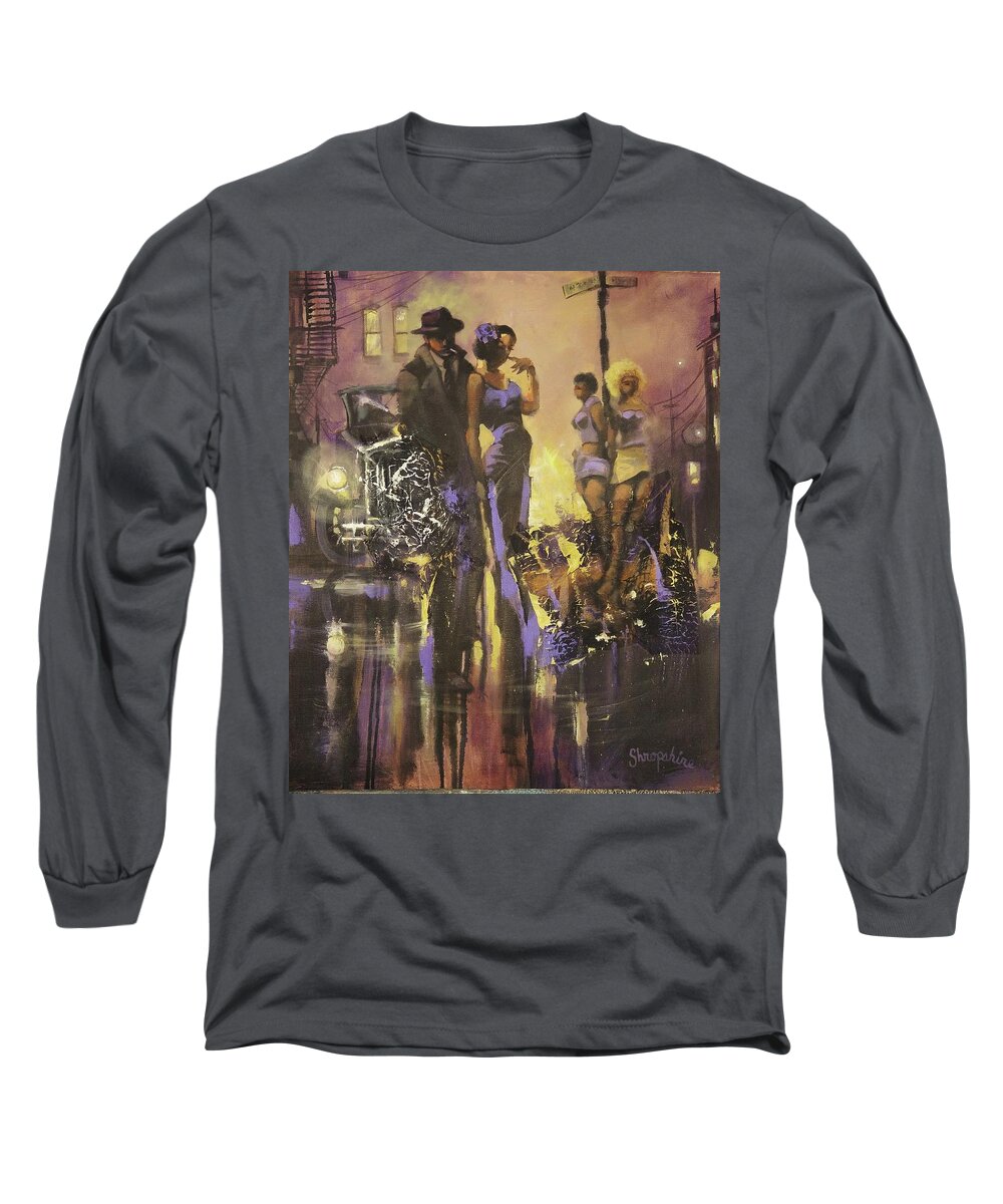 Gangsters Long Sleeve T-Shirt featuring the painting A Gangsters Life by Tom Shropshire