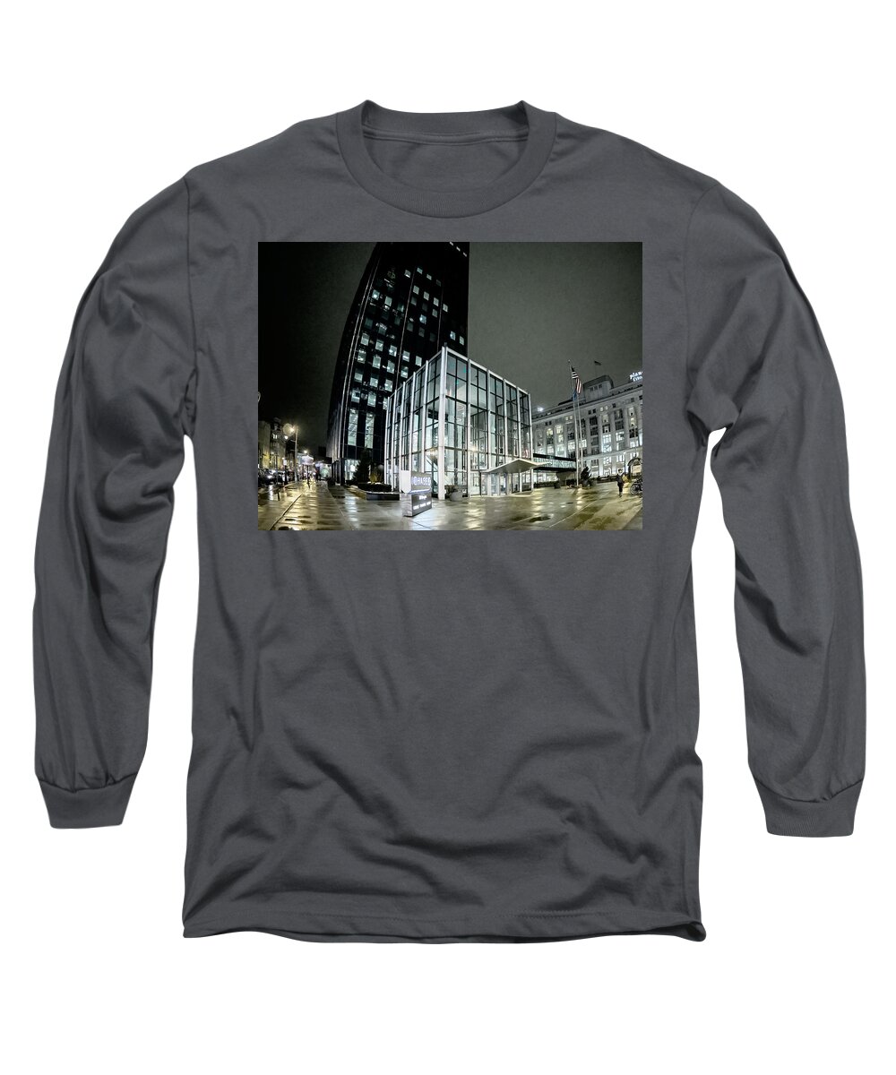 Milwaukee Downtown Long Sleeve T-Shirt featuring the photograph A Little Rain Never Hurt by Kristine Hinrichs