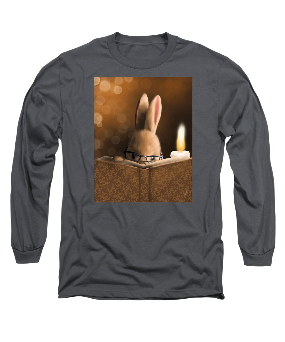 Rabbit Long Sleeve T-Shirt featuring the painting A mystery story by Veronica Minozzi